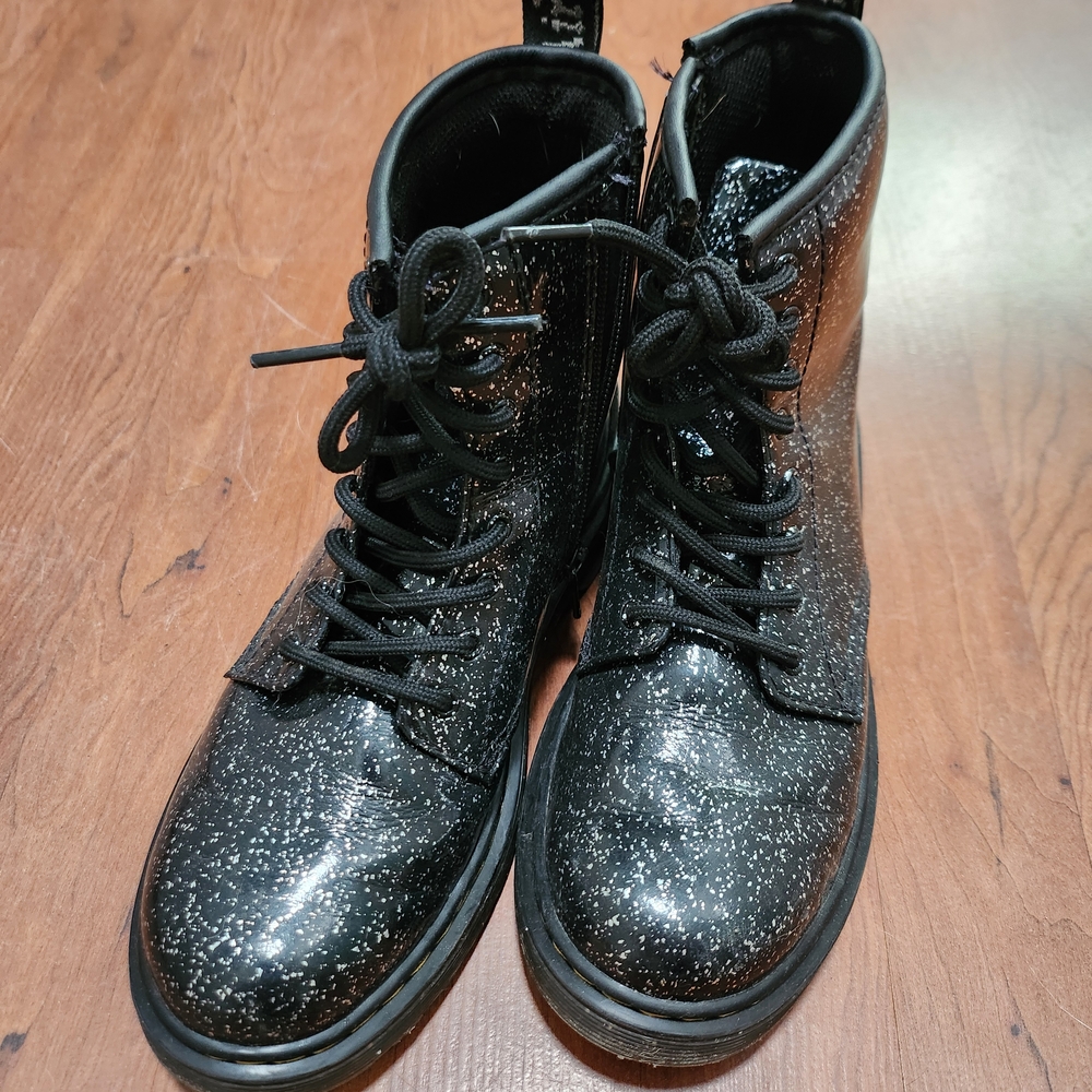 Dr. Martens Black and Silver Glitter Combat Boots